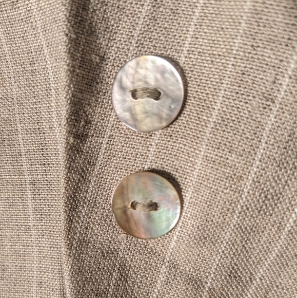 Linen Minimalist Pinstripe Blazer with Abalone Shell Buttons - Picture 6 of 6